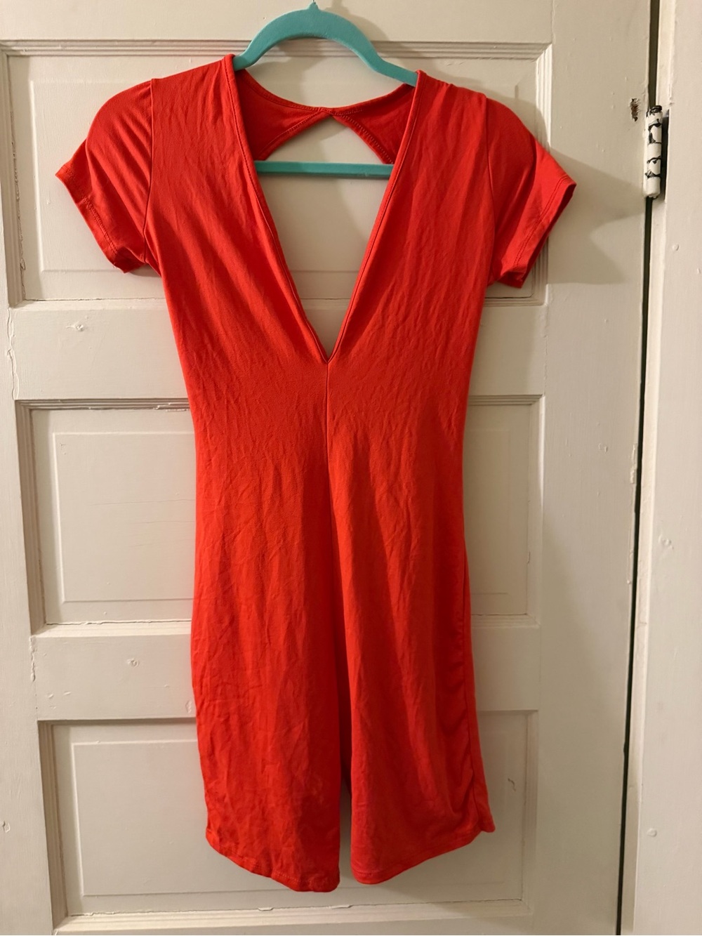 Fashion Nova Red V-Neck Short Sleeve Romper